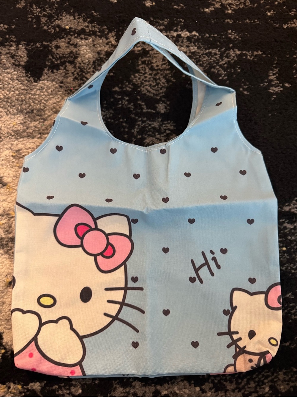 Hello Kitty Light Blue Heart Print Kids Tote Bag NEW 🏷️